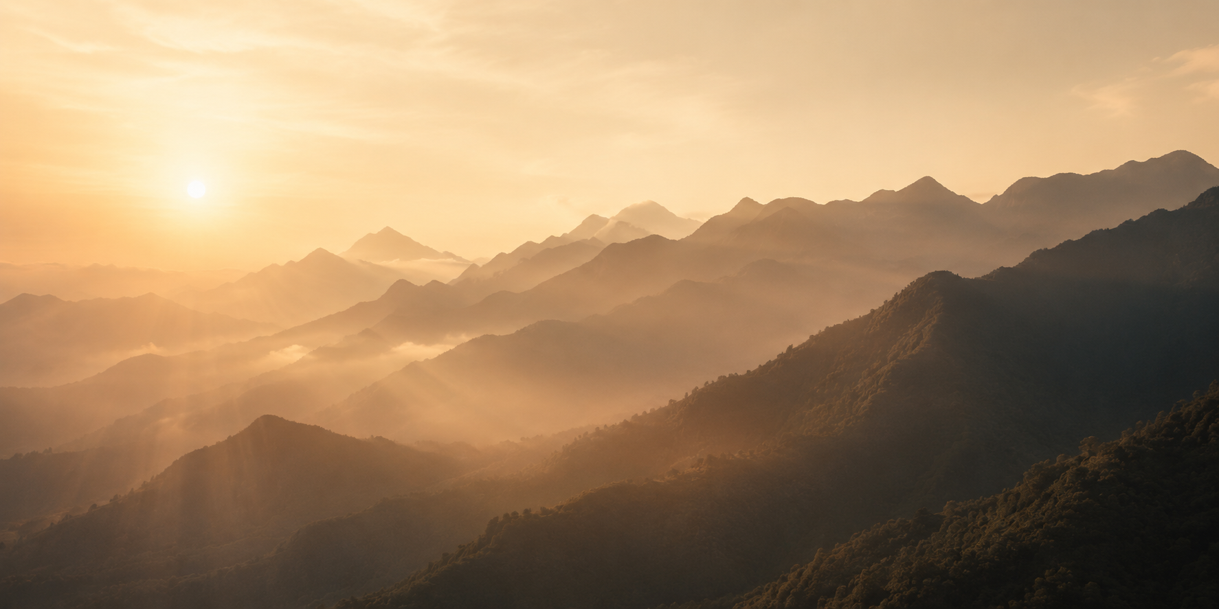 Sunrise over the mountains near Rishikesh