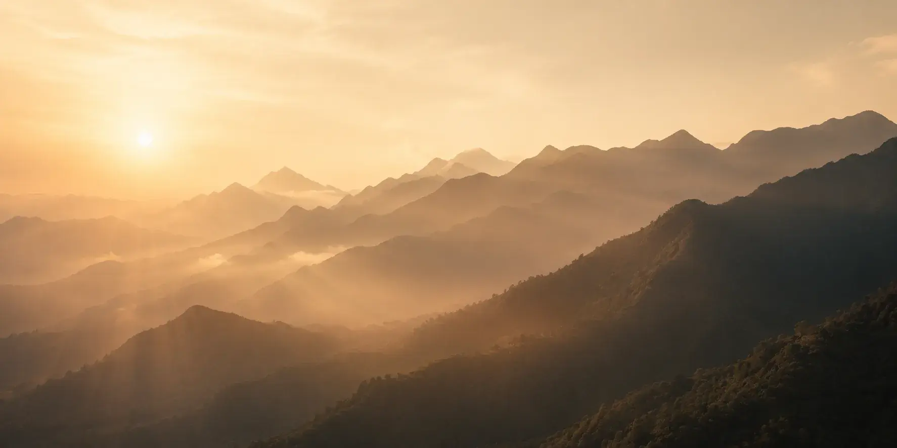 Sunrise over the mountains near Rishikesh
